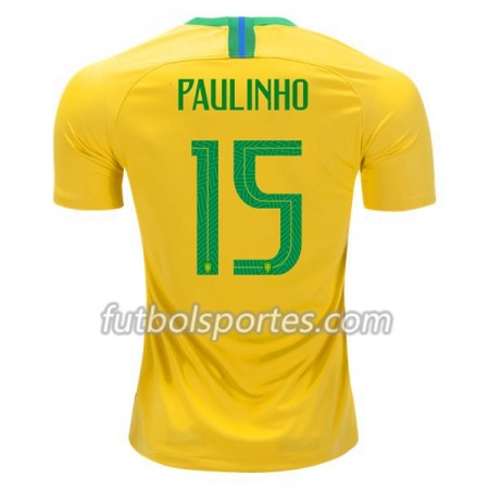 Camisetas Brasil Paulinho 15 Primera Equipacion Mundial 2018